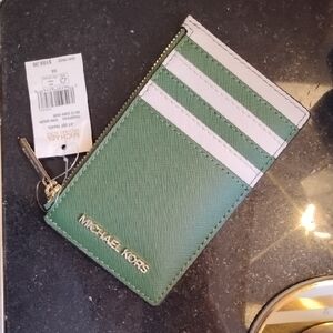 Michael Kors Emerald and Ivory Card Holder